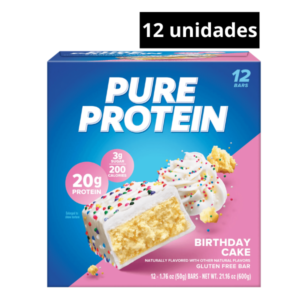 Caja (12 unidades) Pastel de Cumpleaños 20g proteina – 50g
